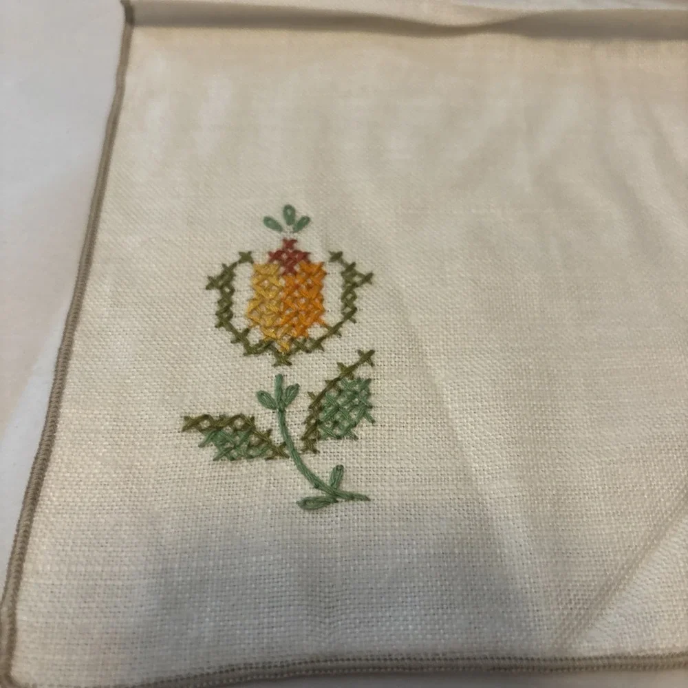 Needlepoint Napkins Vintage Set Of 3